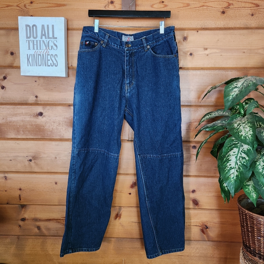 Joe Rocket Steel Reinforced Denim Motorcycle Moto Jeans Straight Leg Sz 34 X 30"
